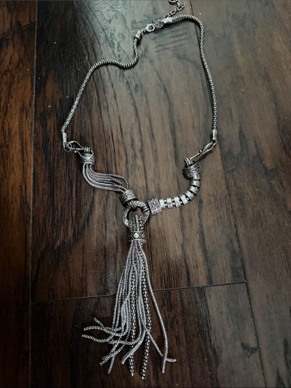 Silver Tassel Statement Necklace - Women Jewelry